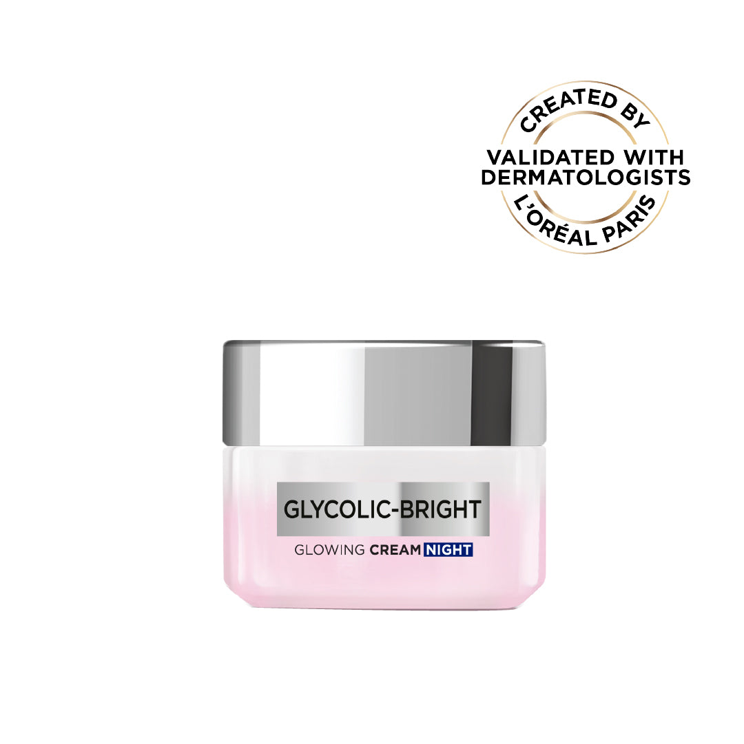 Glycolic-Bright Glowing Night Cream, for Dark Spots Reduction, Glow Boosting, and Skin Tone Evenness