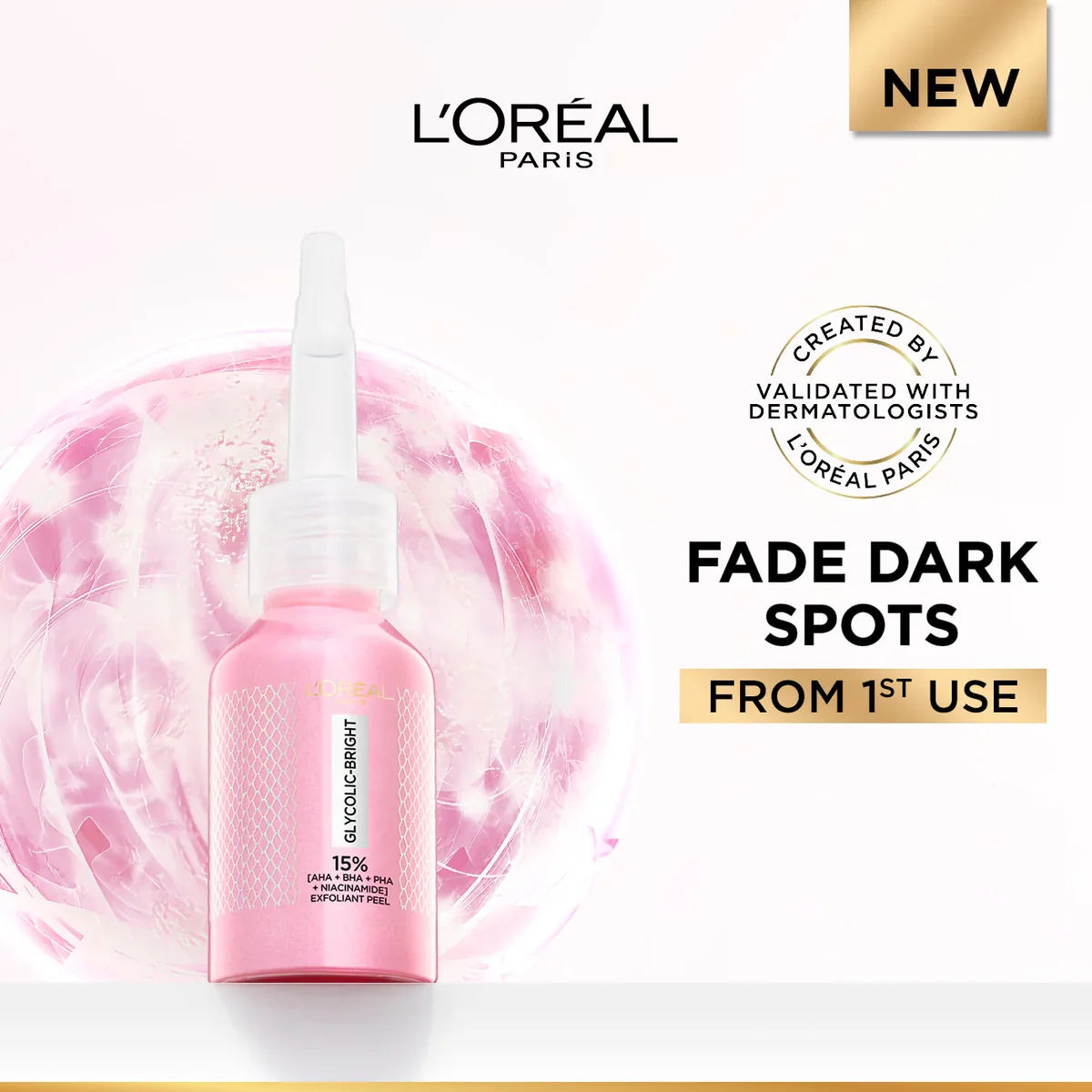 Glycolic-Bright Anti-Dark Spot Exfoliant Peel 15% AHA + BHA + PHA + Niacinamide
