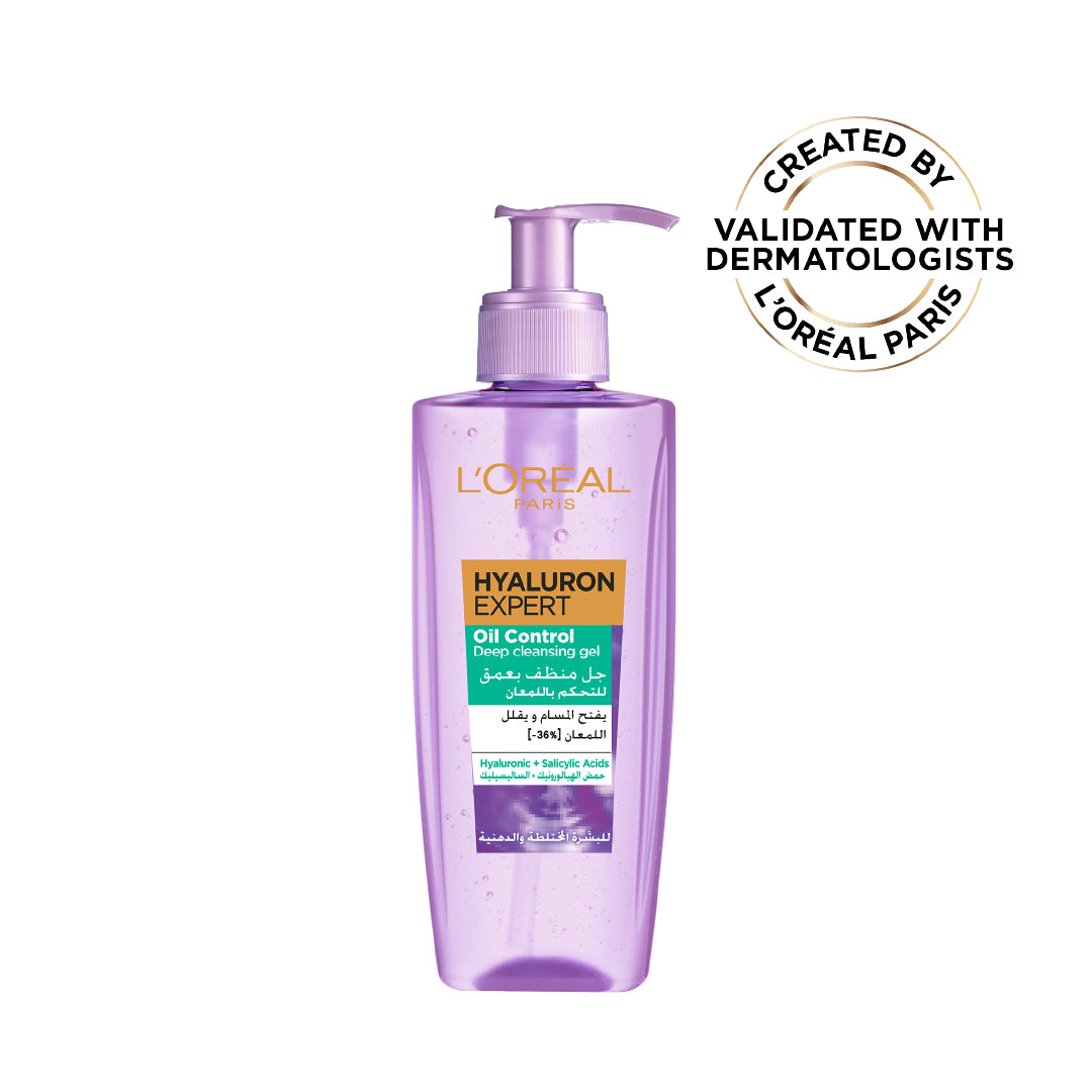 Hyaluron Expert Oil Control Deep Cleansing and Hydrating Gel, With Hyaluronic Acid and Salicylic Acid, for Combination to Oily Skin
