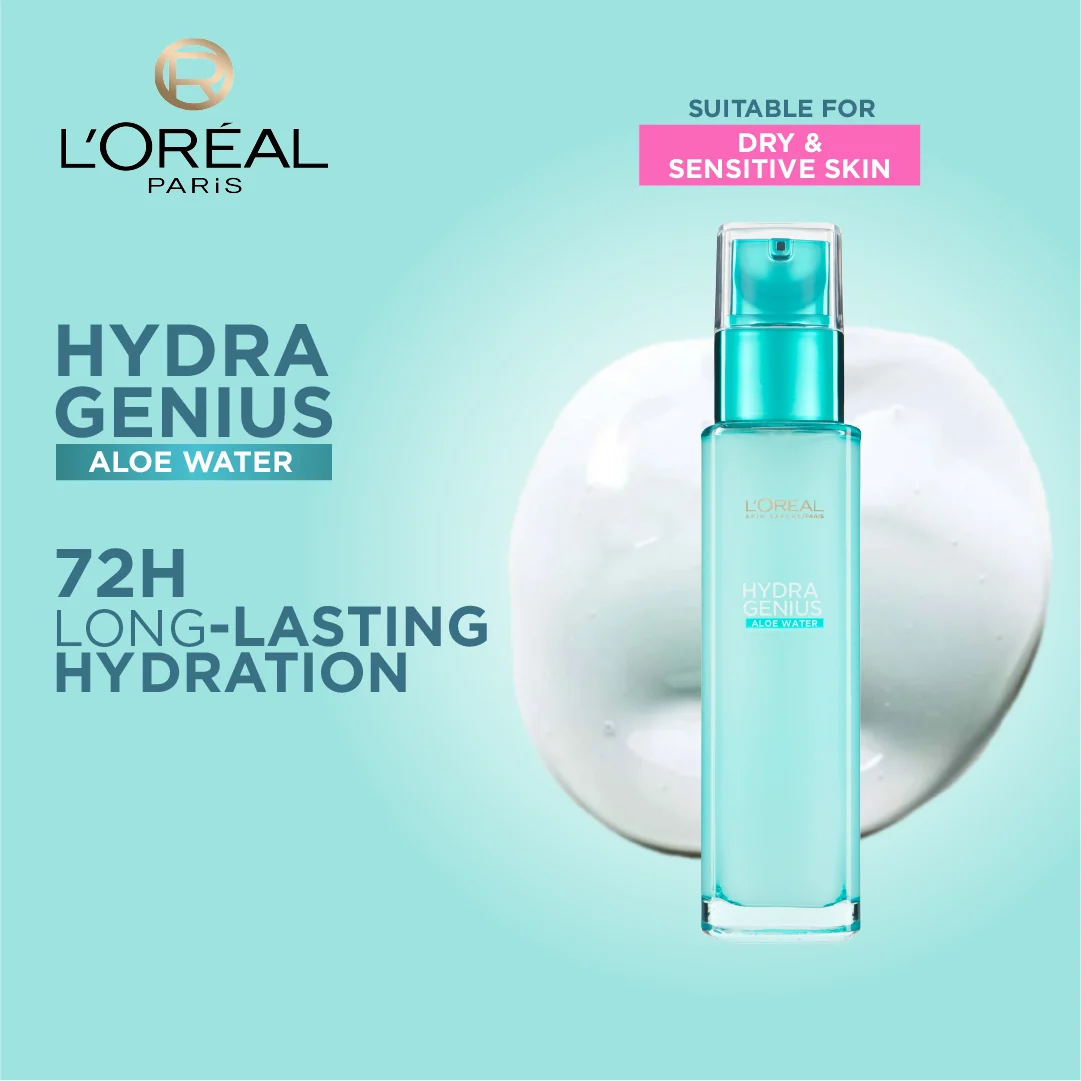 Hydra Genius, Water-Based Gel Facial Moisturiser, with Aloe Vera, for Dry and Sensitive Skin